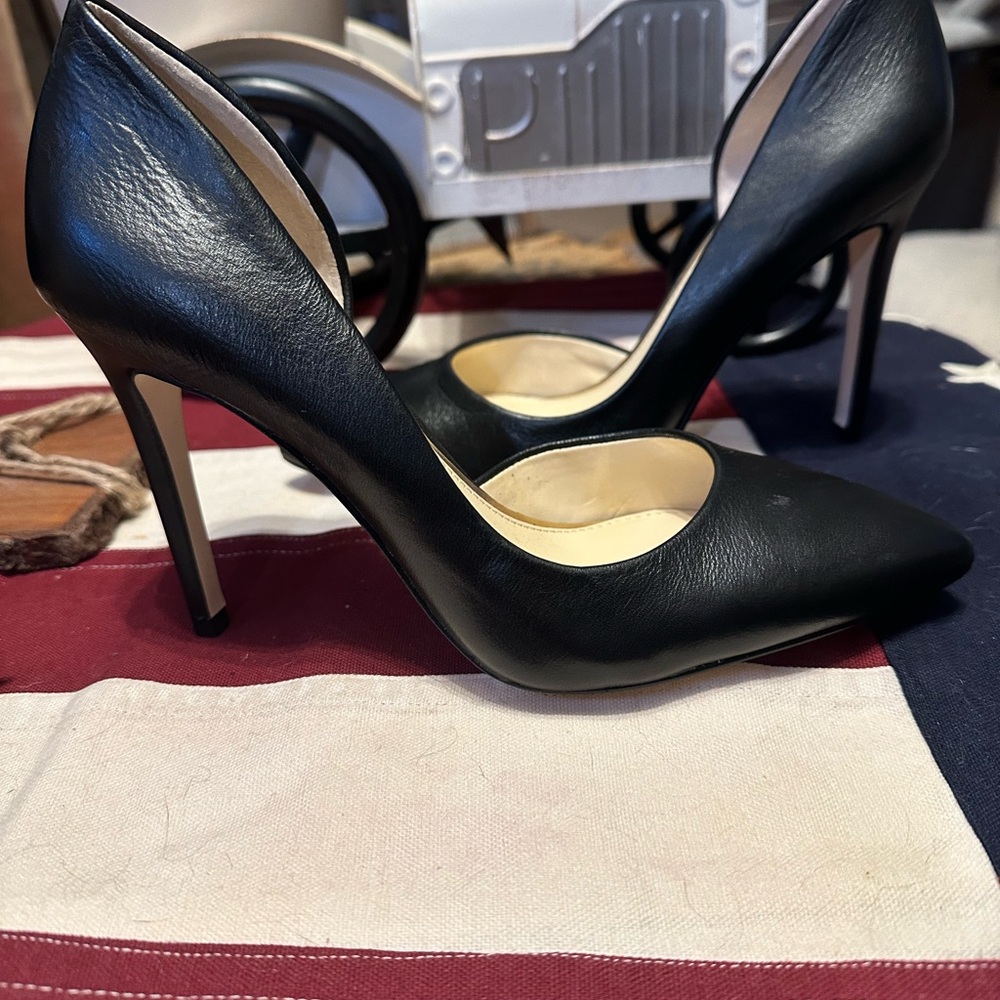Black Stiletto Heels with Pointed Toe and D'Orsay Design